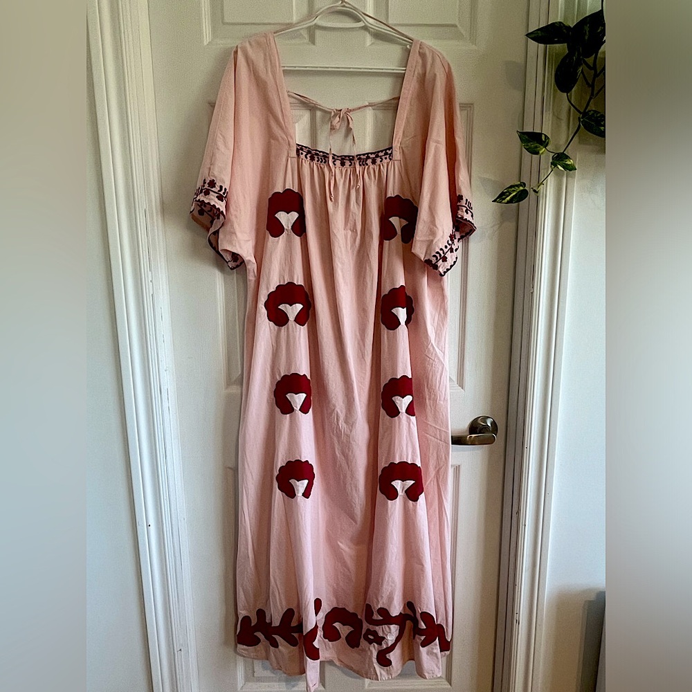 Zara embroidered oversized maxi dress
